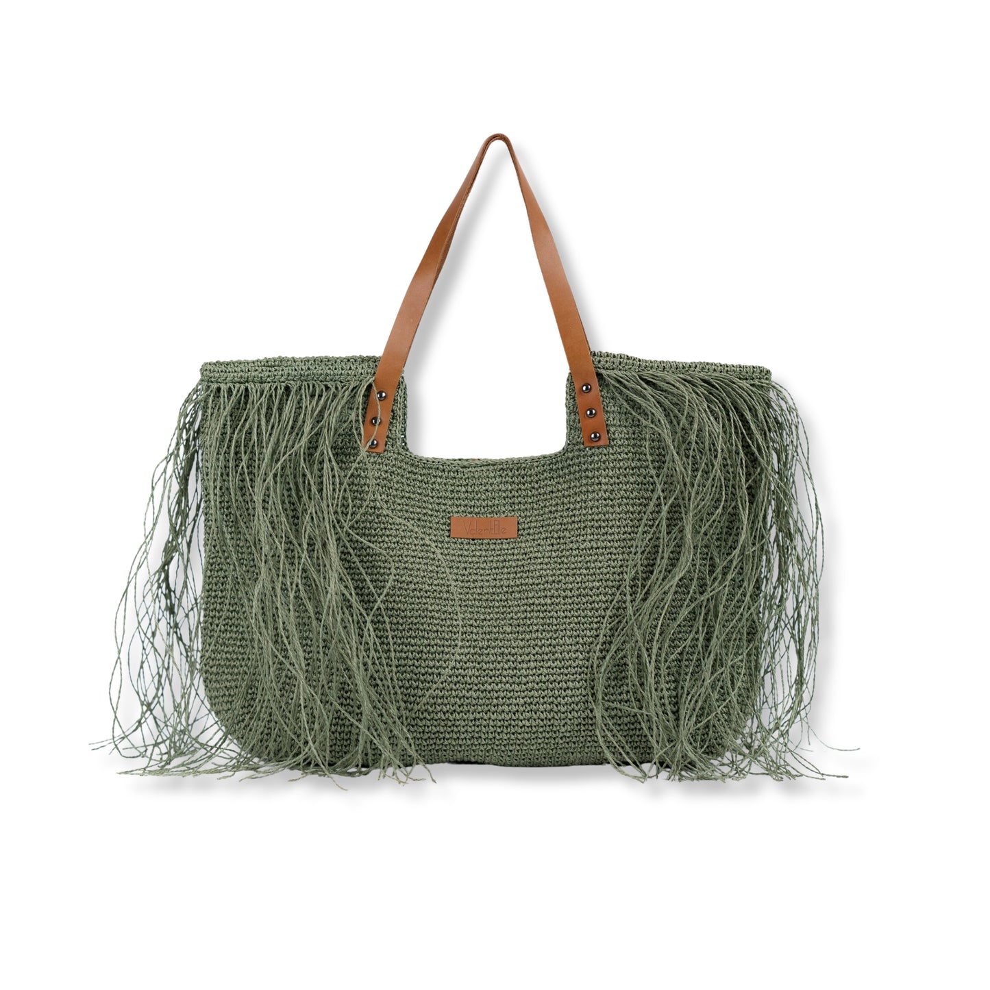 Chic Raffia Beach Bag, Olive