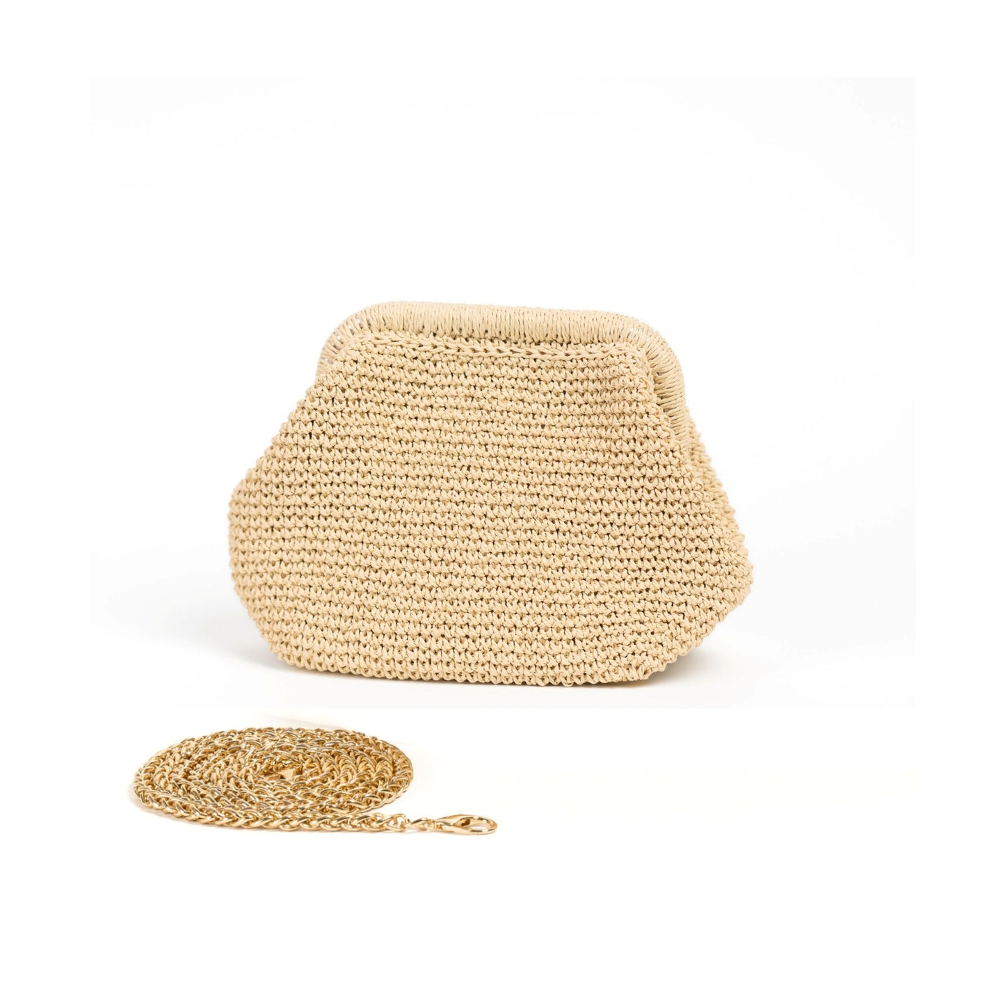 Straw Crossbody Bag, Beige