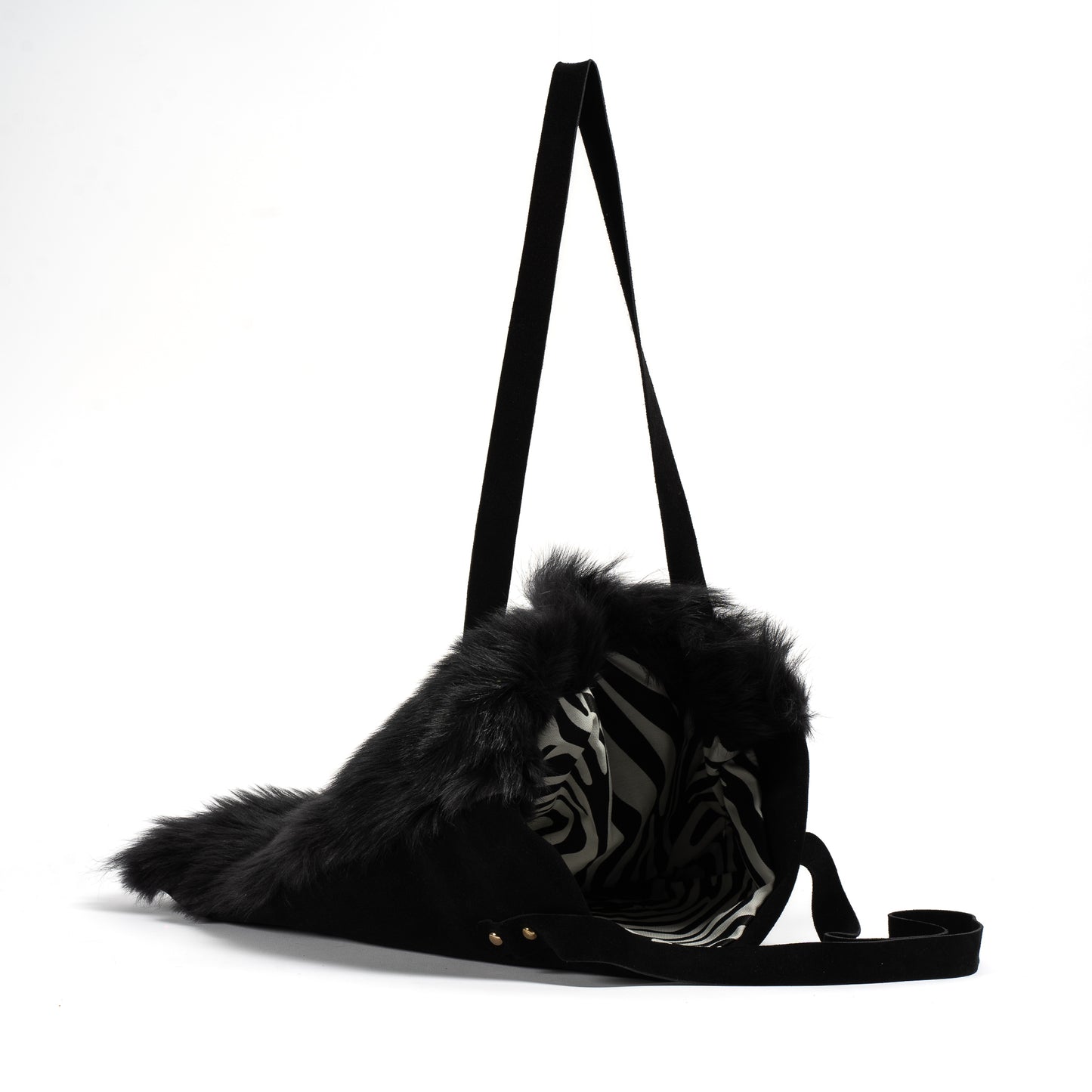 sac cabas fourrure vache noir