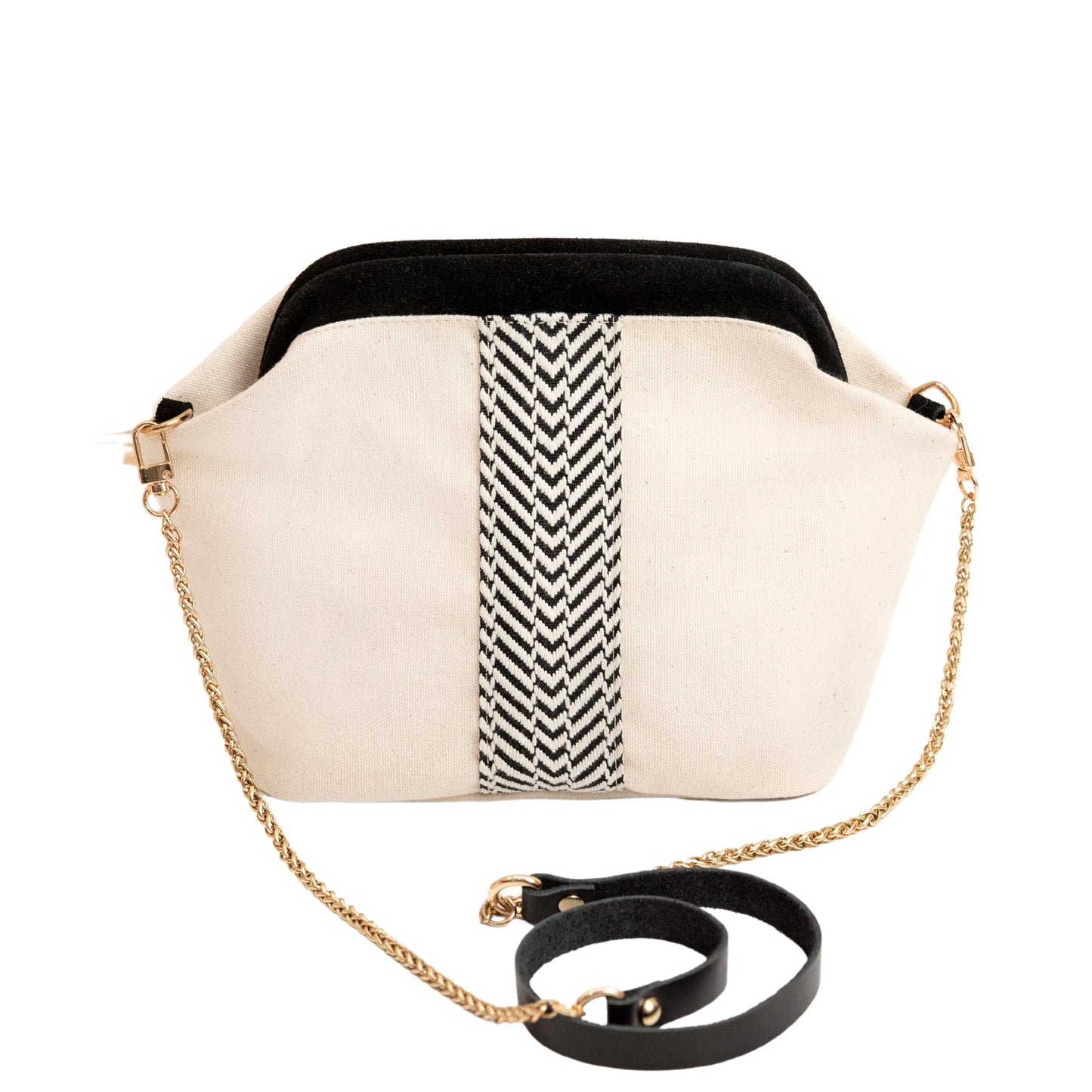 White Canvas Clutch Bag, Black