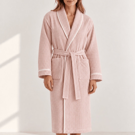 Blush Pink Waffle Bathrobe - Unisex