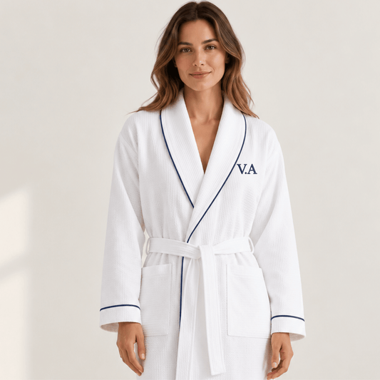 White Personalized Waffle Bathrobe – Unisex