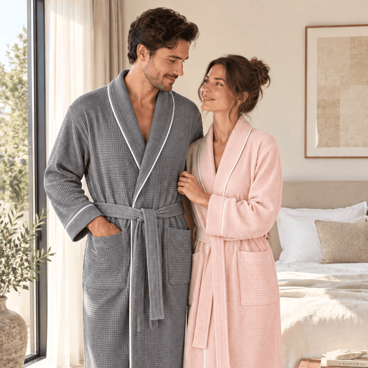 Couple Waffle Bathrobes, Set of Two