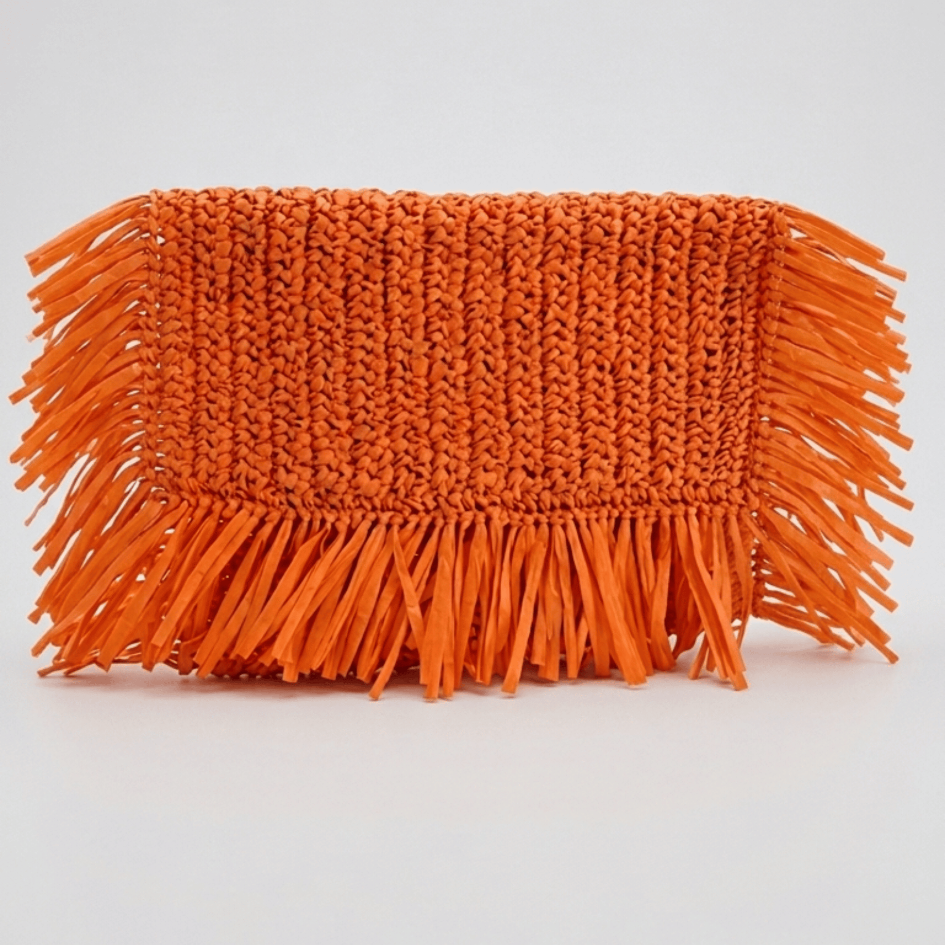 FRINGED RAFFIA BEACH CLUTCH HAND CROCHET_5