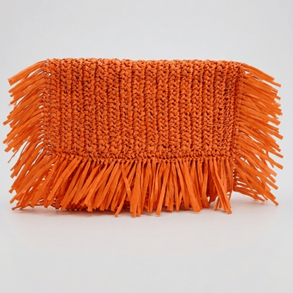 FRINGED RAFFIA BEACH CLUTCH HAND CROCHET_5