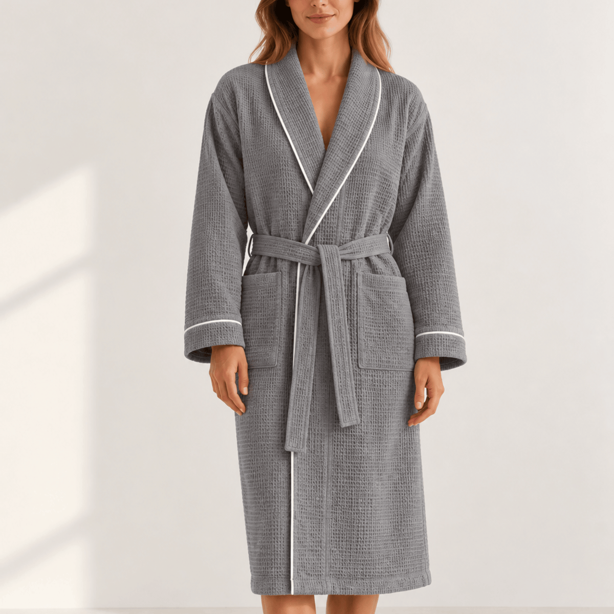 Gray Waffle Bathrobe - Unisex