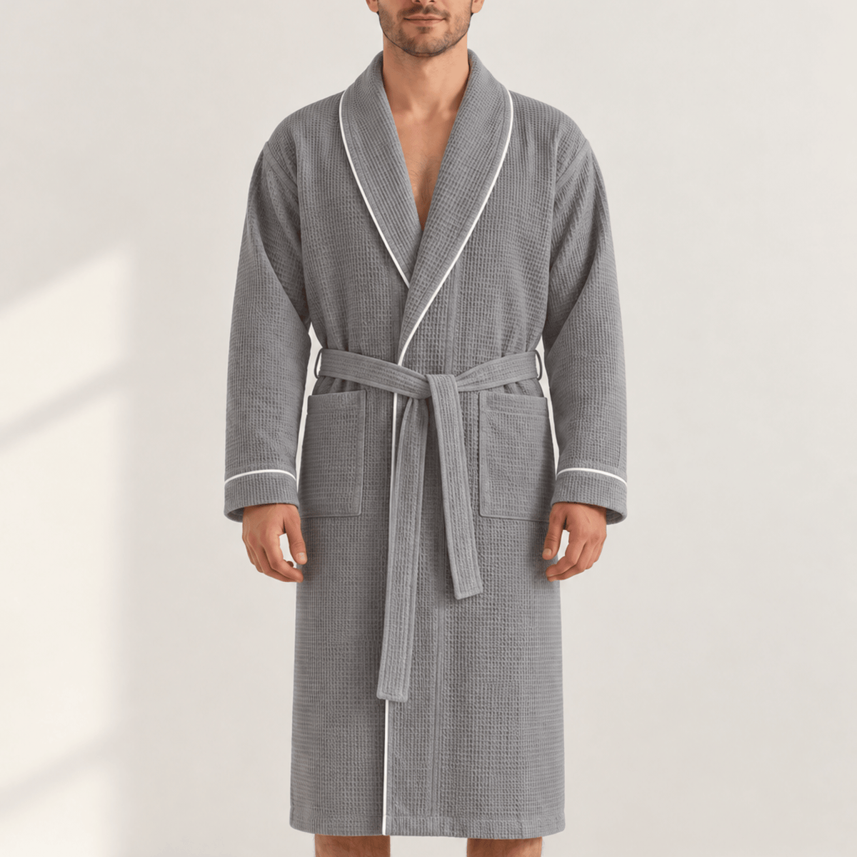 Gray Waffle Bathrobe - Unisex