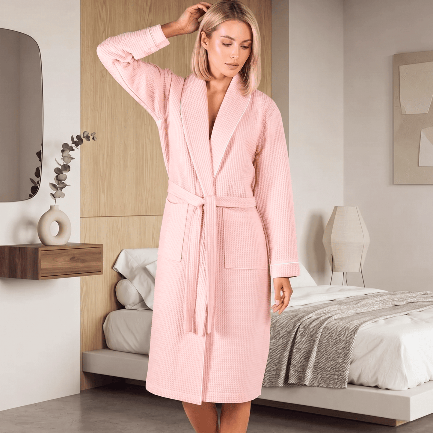 initials couple waffle bathrobe