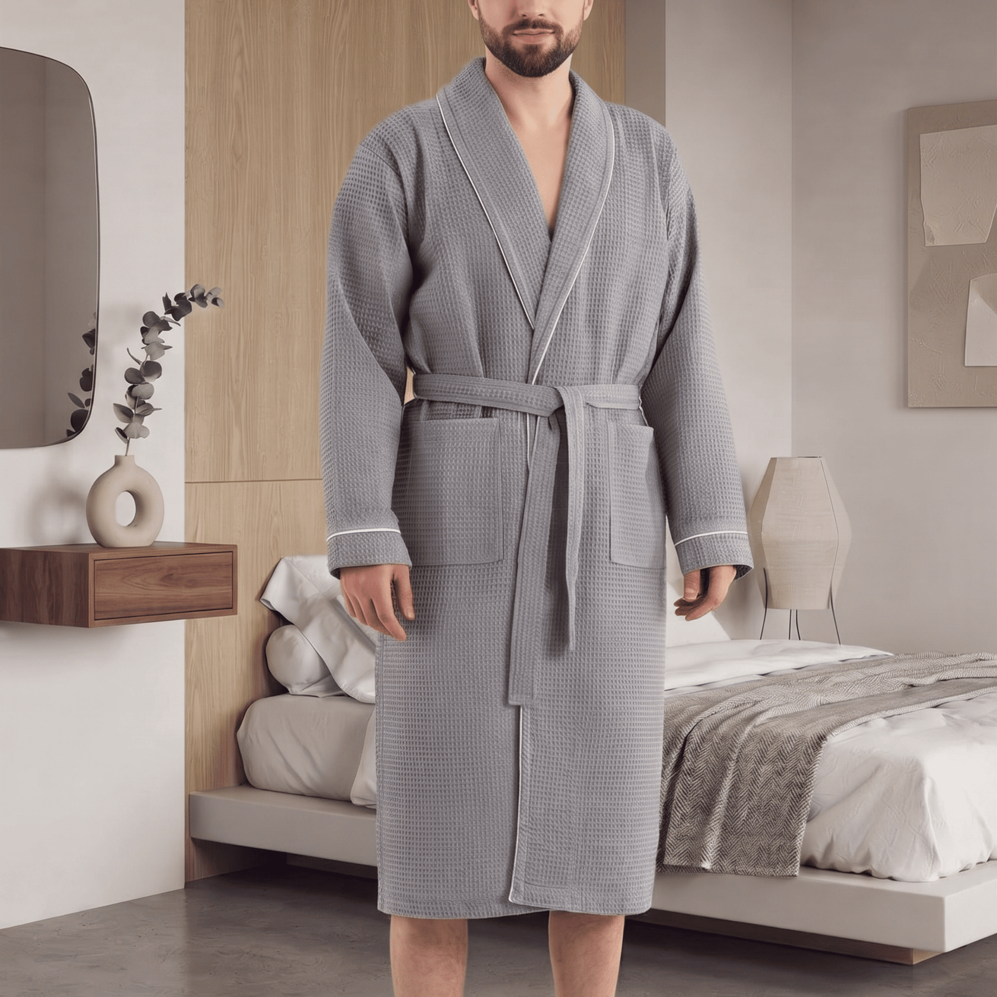 initials couple waffle bathrobe