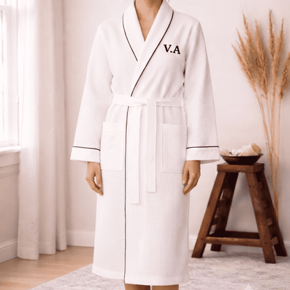 initials couple waffle bathrobe