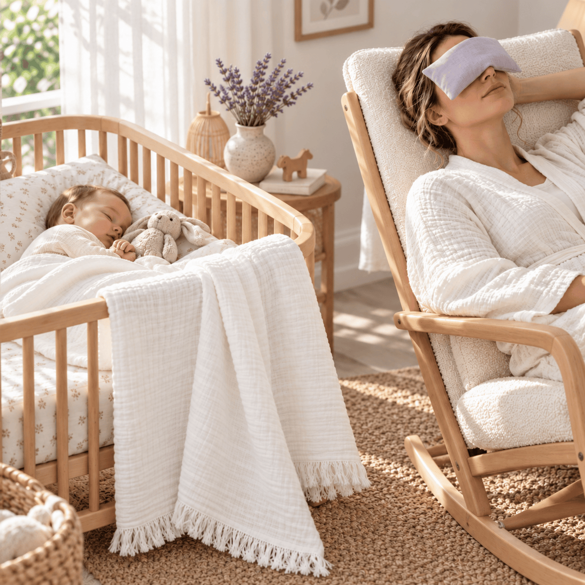 Mother & Baby Gift Set – Muslin Blanket & Lavender Eye Pillow