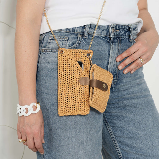 Chic Mobile Phone Bag, Straw