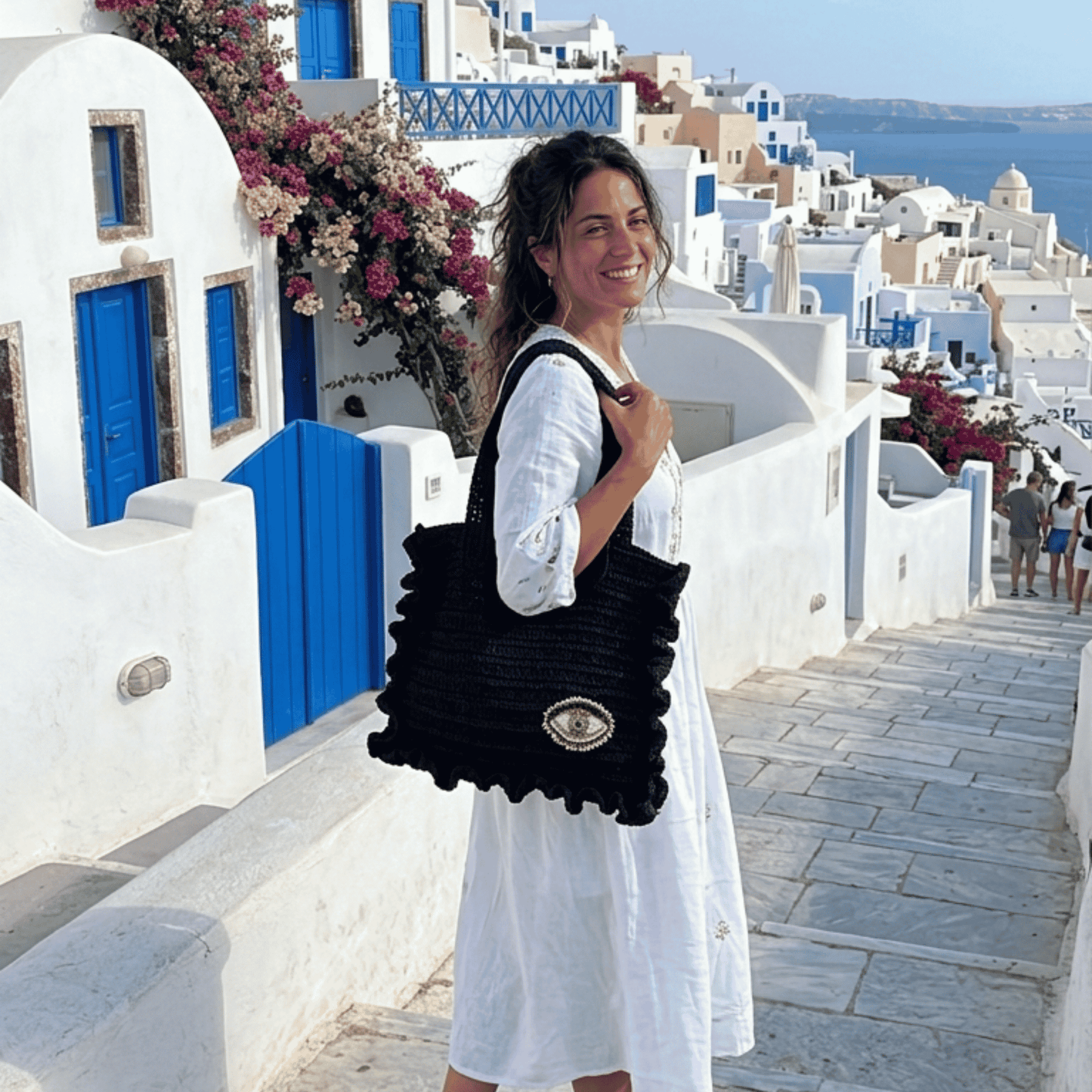 RAFFIA TOTE BAG WITH EVIL EYE_1