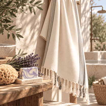 Turkish Bath Gift Set – Peshtemal, Natural Soaps & Aegean Sea Sponge