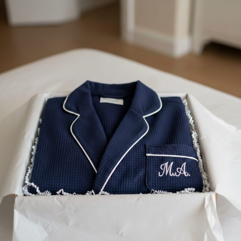 Personalized Waffle Bathrobe with Initials