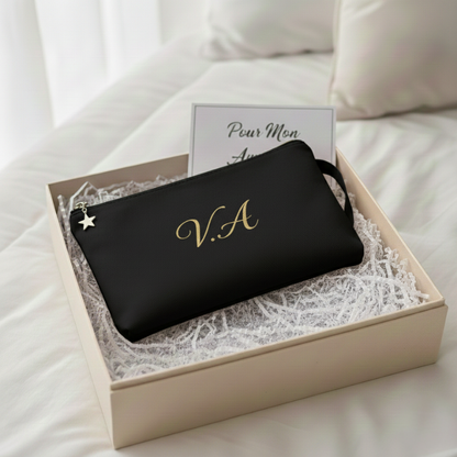 elegant black custom clutch bag