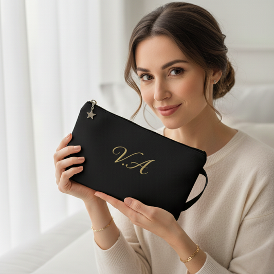 elegant black custom clutch bag
