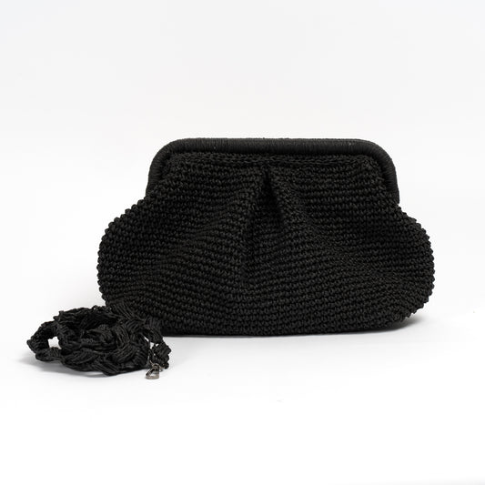Black Raffia beach bag, Medium