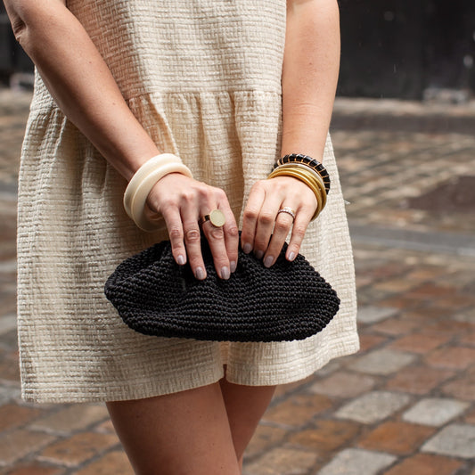 Luxury Crochet Purse Bag, Black