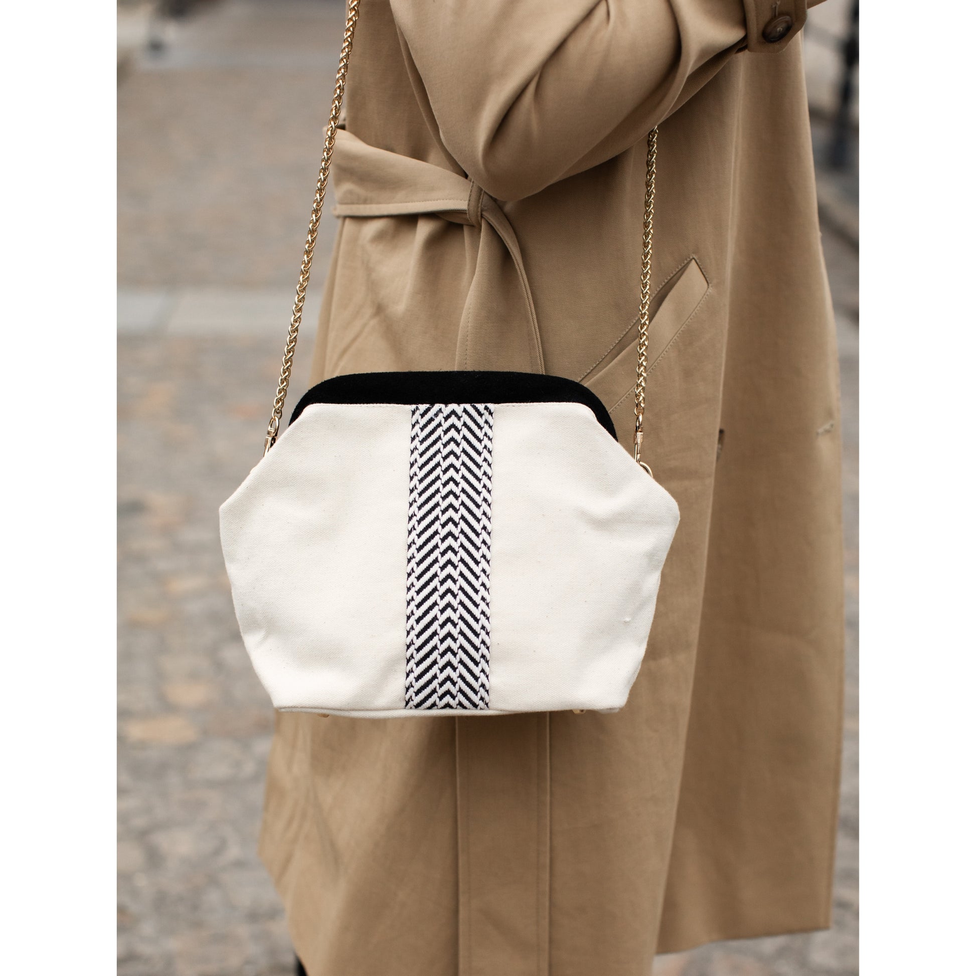 sac bandouliere blanc toile luxe femme